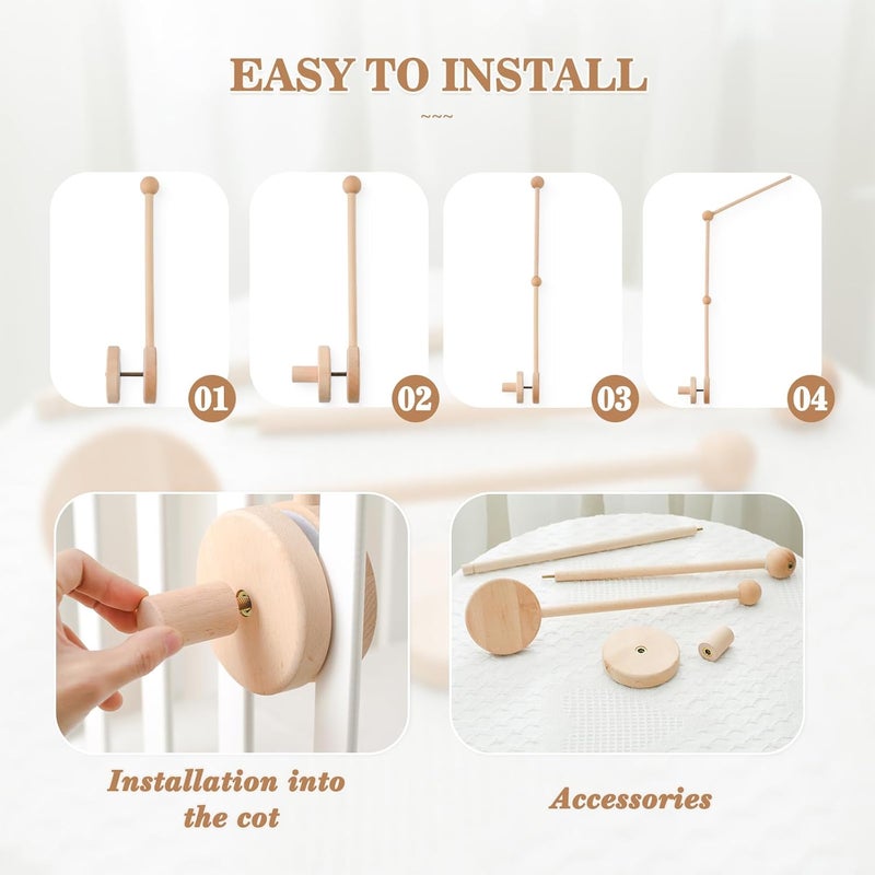 let's make Baby Crib Mobile Arm - 36 Inch Wooden Mobile Arm Upgraded Adjustable Mobile Holder for Crib Mobile Hanger Baby Crib Attachment Nursery Decor - Image 4